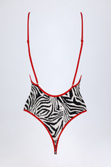 Cross-Back Swimsuit in Zebra Print