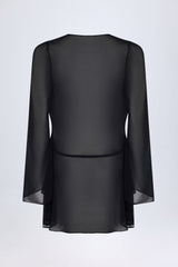 Cowl-Neck Mini Dress in Black