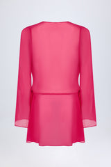 Cowl-Neck Mini Dress in Fuchsia