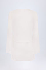 Cowl-Neck Mini Dress in White