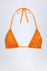 Triangle Bikini Top in Orange Tropical Hotfix