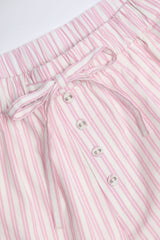 Wide-Leg Cotton-Poplin Trousers in Pink Stripe