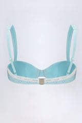 Broderie Anglaise Underwired Balconette Bikini Top in Powder Blue