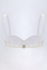 Broderie Anglaise Underwired Balconette Bikini Top in White