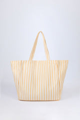 Oversized Canvas Tote Bag in Lemon Yellow Stripe