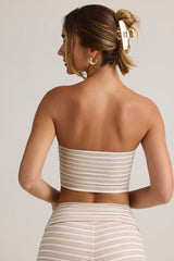 Modal Strapless Crop Top in Pink & Yellow Stripe