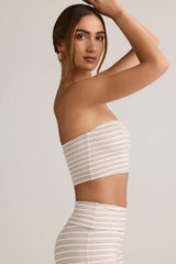 Modal Strapless Crop Top in Pink & Yellow Stripe