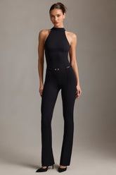 Backless Turtleneck Jumpsuit in Black