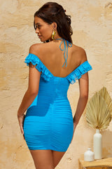 Ruffle Mini Dress in Blue
