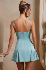 A-Line Corset Mini Dress in Teal