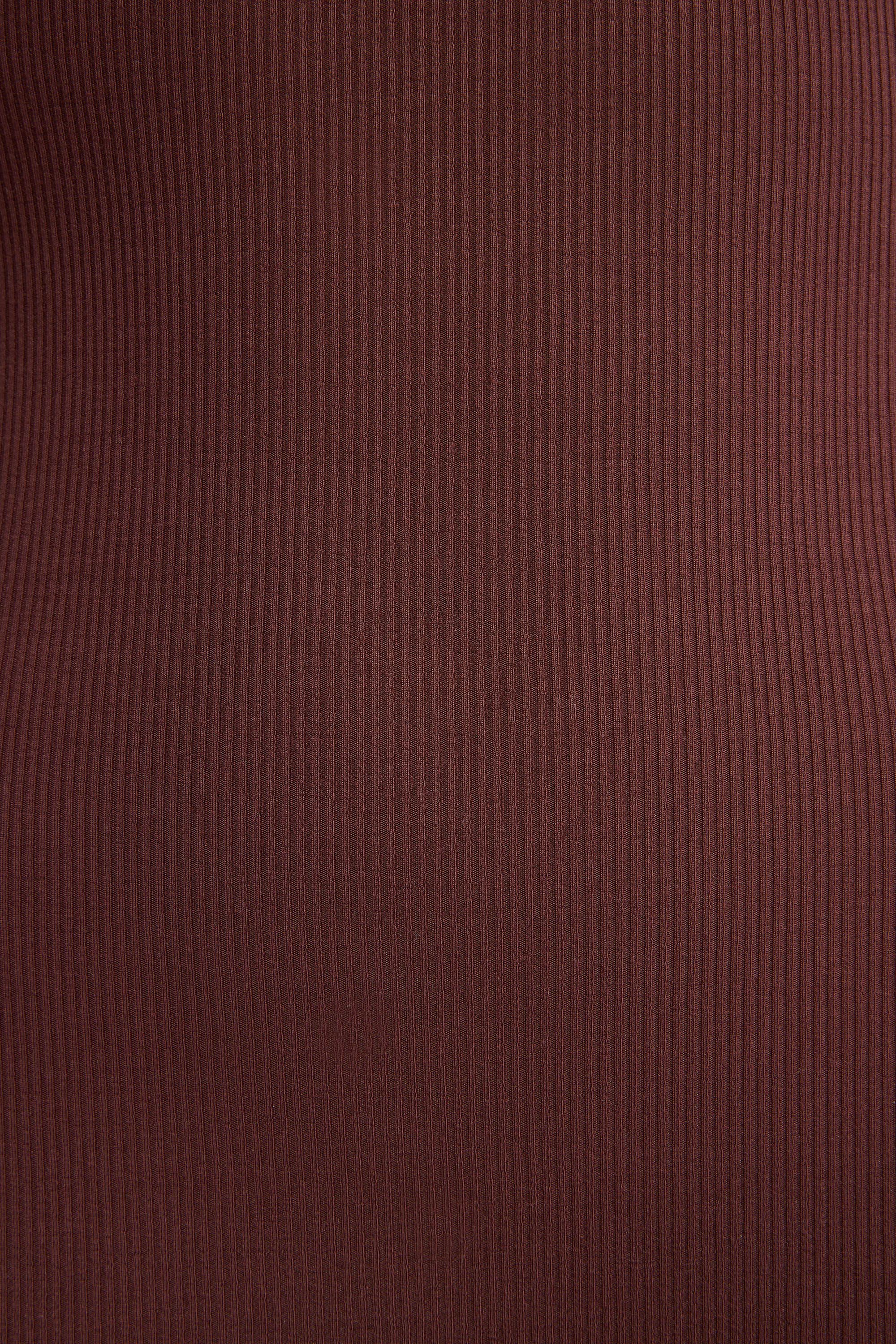 Ribbed Modal Square Neck Maxi Dress in Chocolate