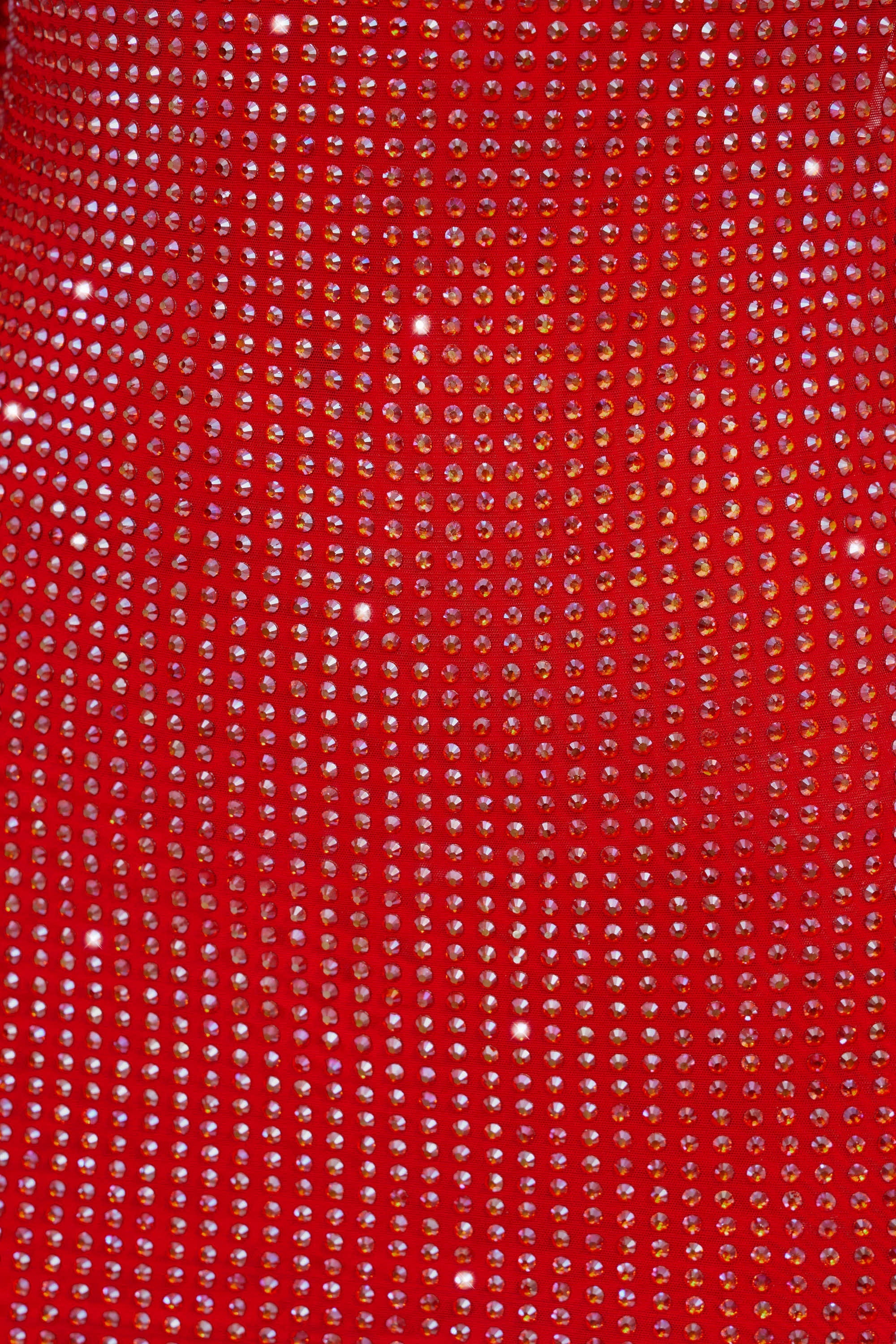 Embellished High Neck Cowl Back Mini Dress in Fire Red