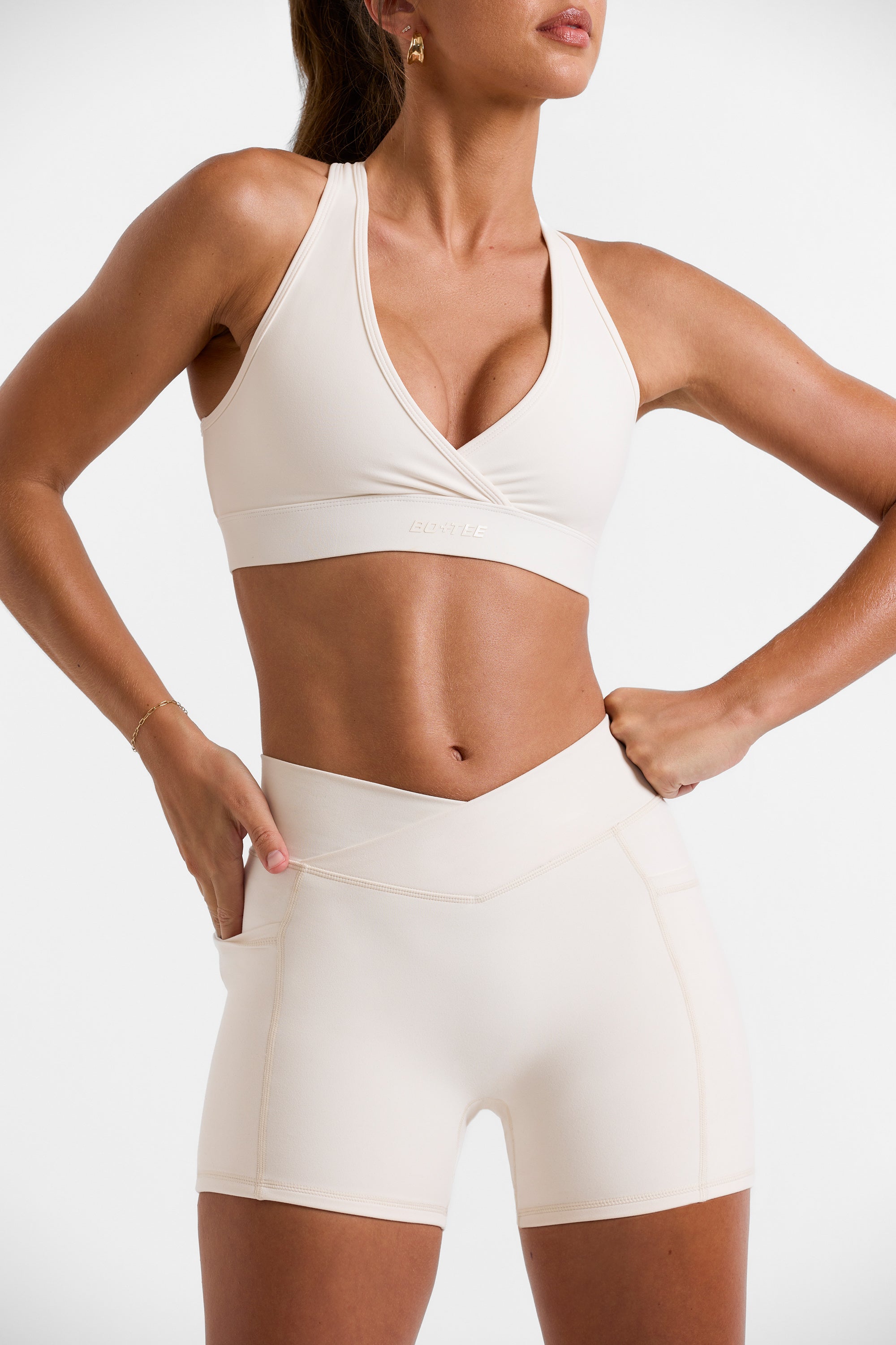 Cut Out Back Sports Bra in White