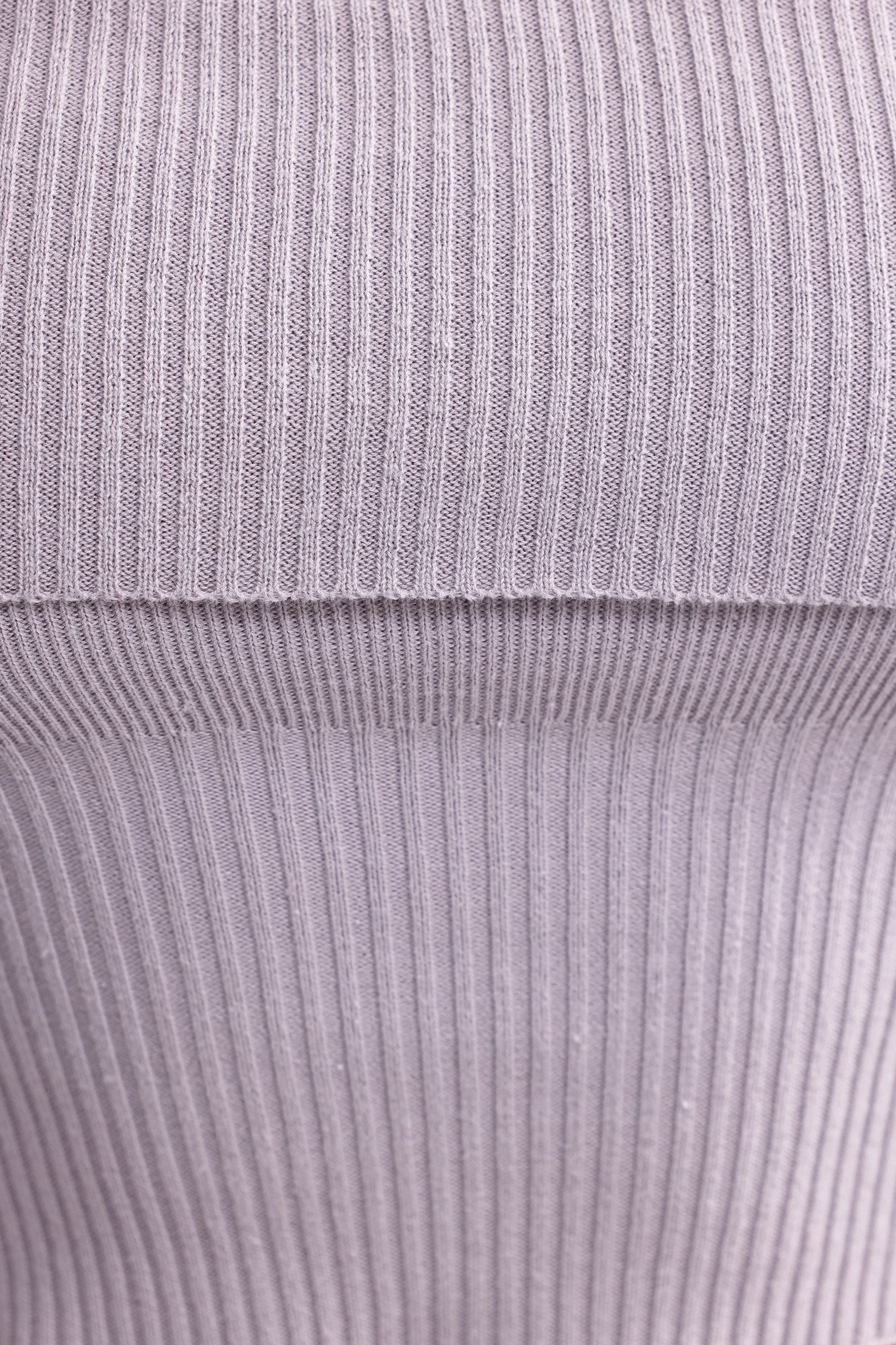 Bandeau Chunky Knit Crop Top in Dusty Lavender