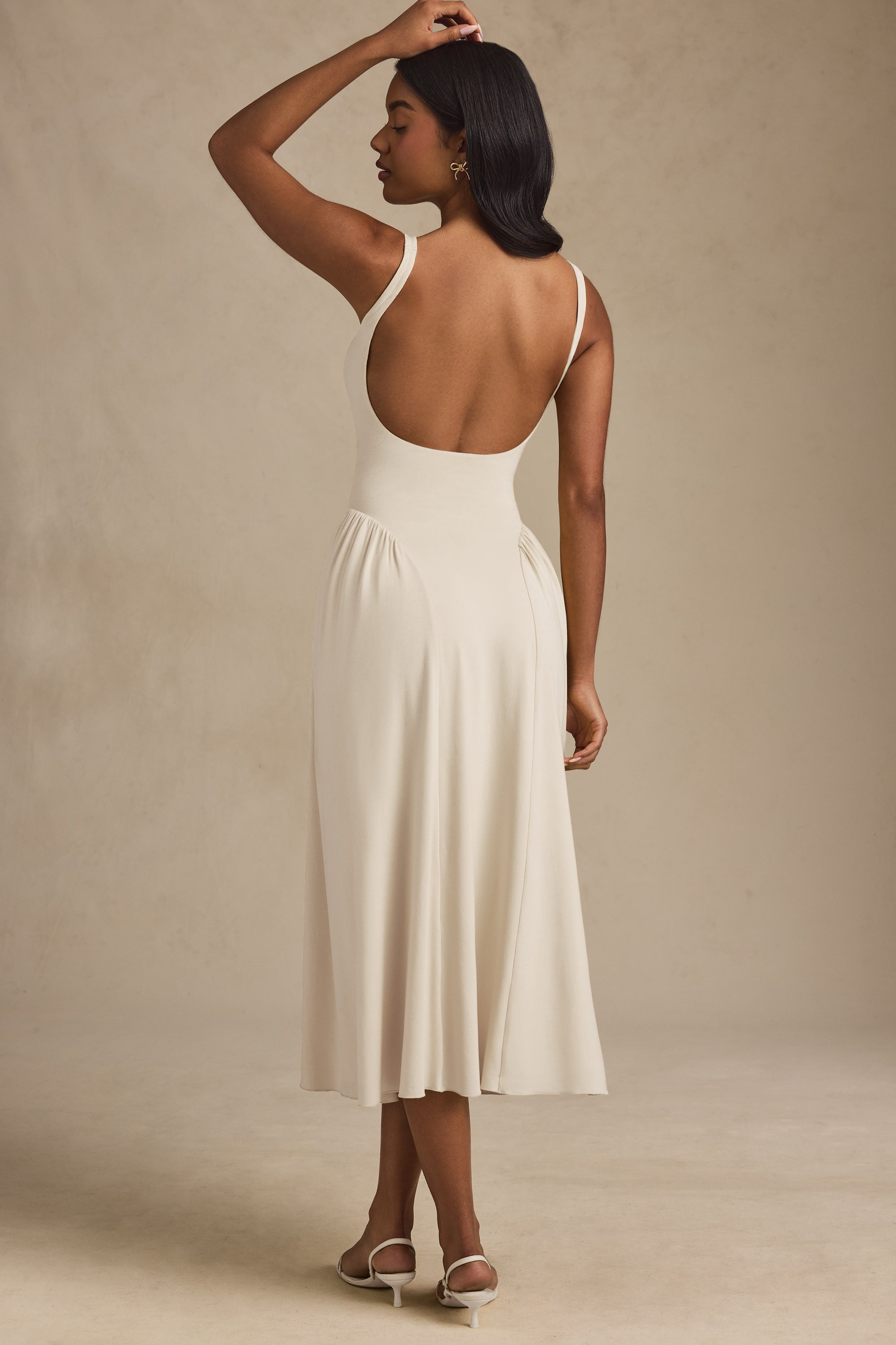 Low-Back A-Line Midaxi Dress in Ivory