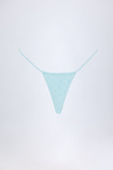 Broderie Anglaise Drawstring Bikini Bottoms in Powder Blue