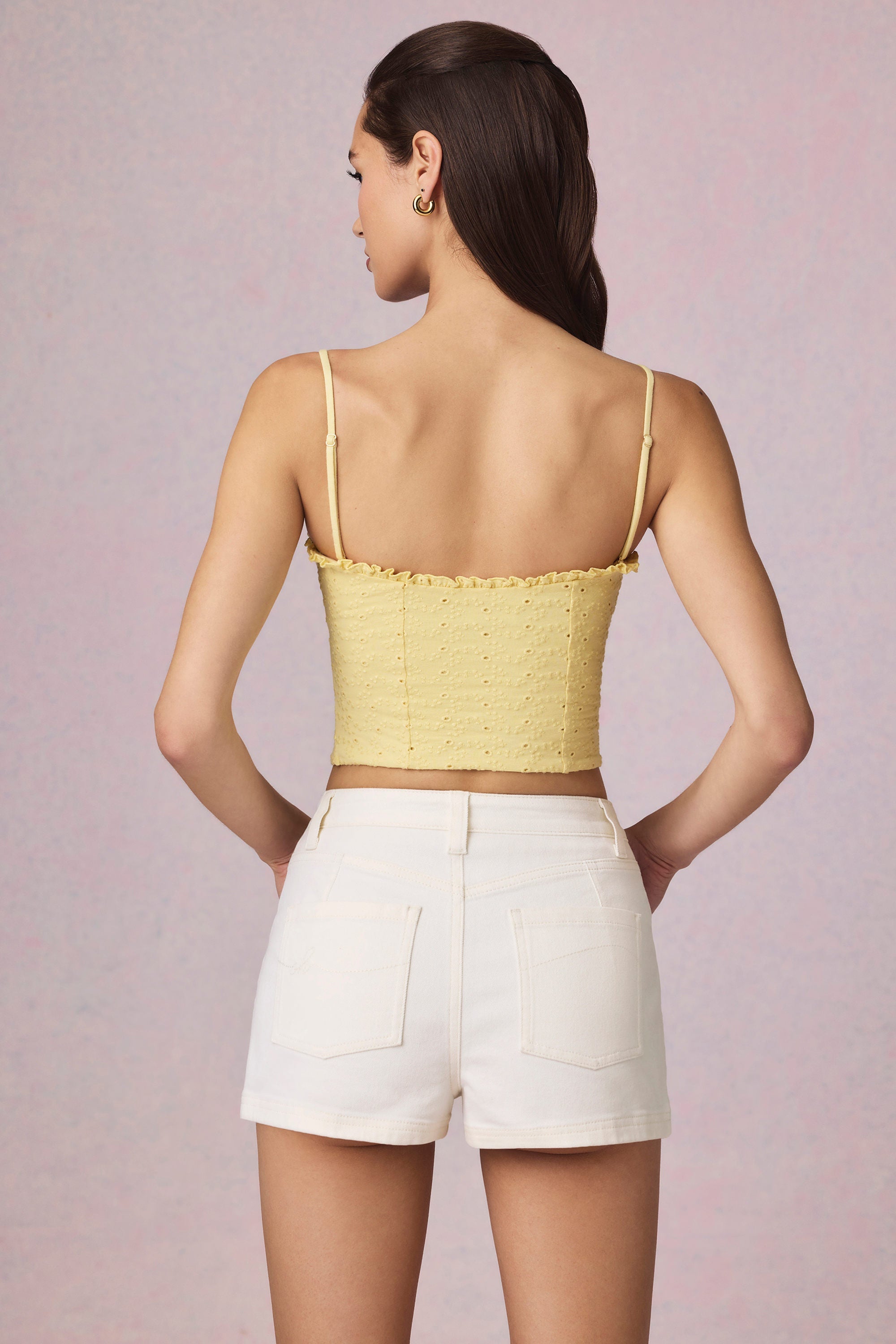 High-Waist A-Line Shorts in Ecru Wash