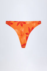 Hardware-Detail Cheeky Bikini Bottoms in Orange Orchid Print