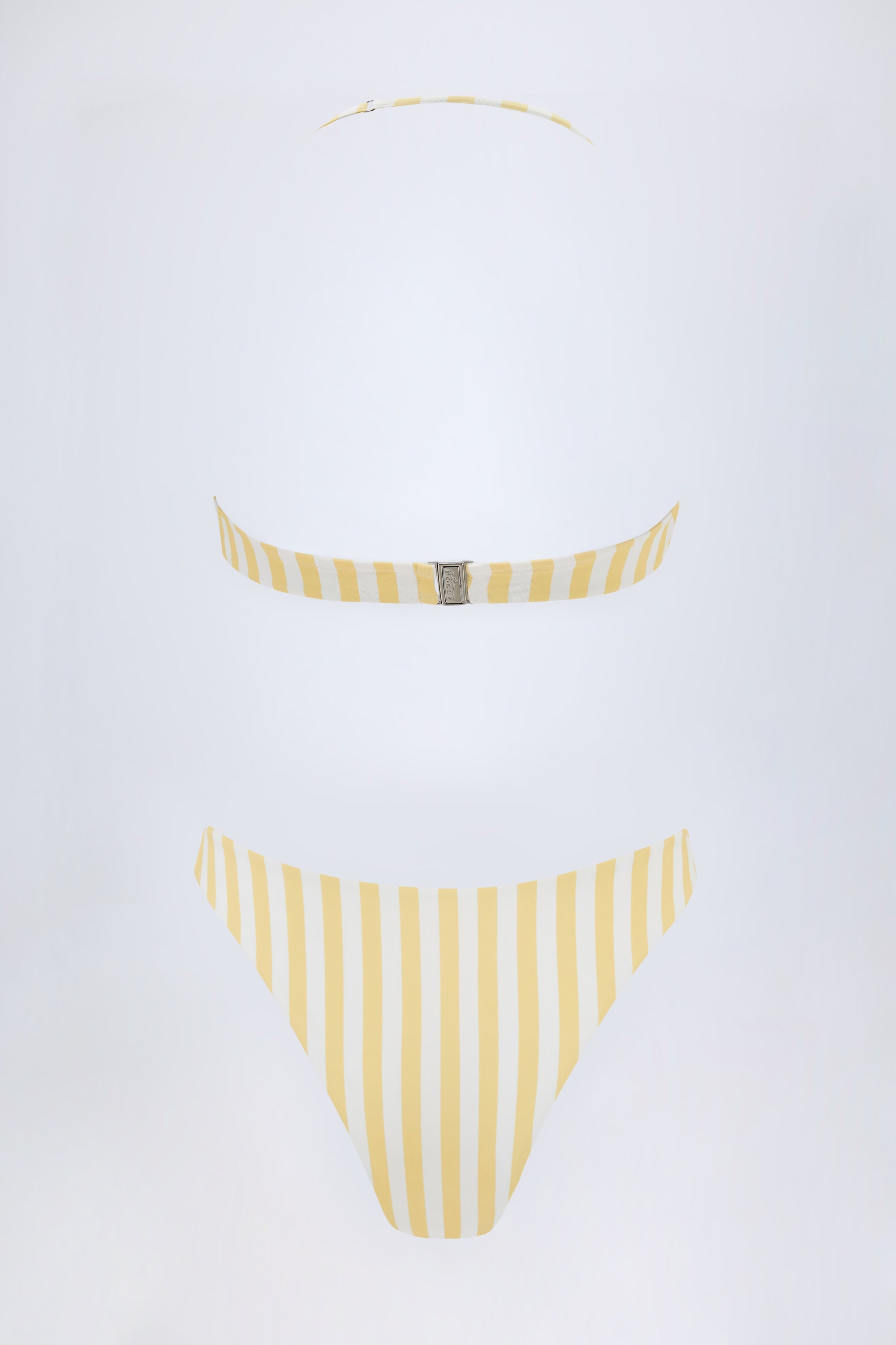 Cut-Out Halterneck Swimsuit in Lemon Yellow Stripe