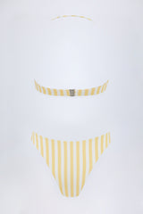 Cut-Out Halterneck Swimsuit in Lemon Yellow Stripe