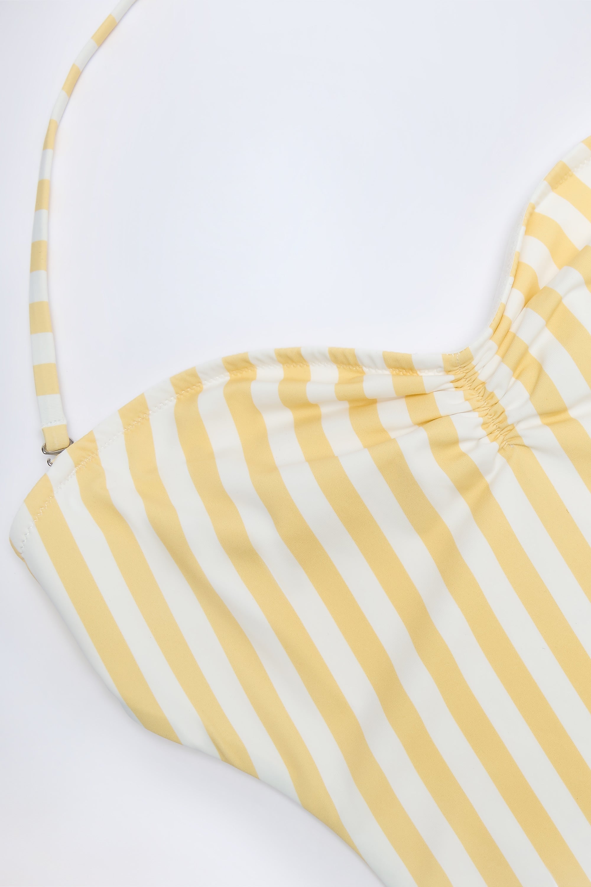 Cut-Out Halterneck Swimsuit in Lemon Yellow Stripe