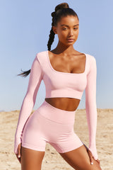 Accomplish Seamless Long Sleeve Crop Top in Pink