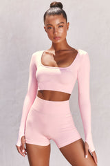 Accomplish Seamless Long Sleeve Crop Top in Pink