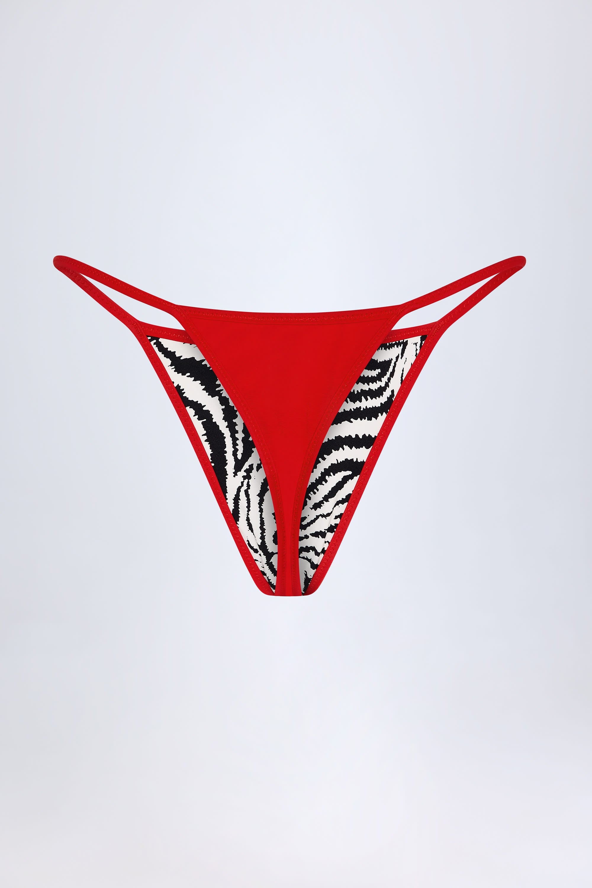 Reversible Thong Bikini Bottoms in Zebra Print