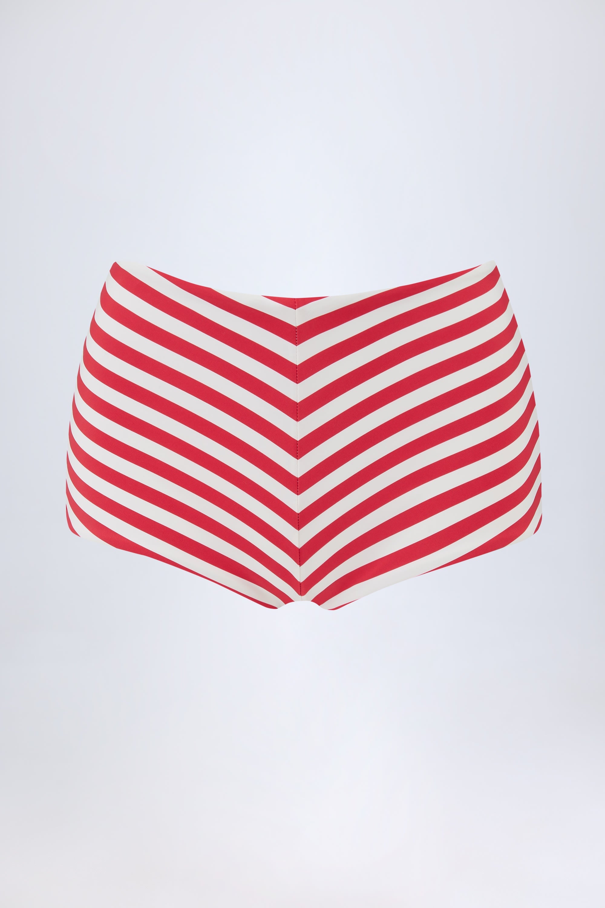 Mid-Rise Hotpants in Cherry Red Stripe