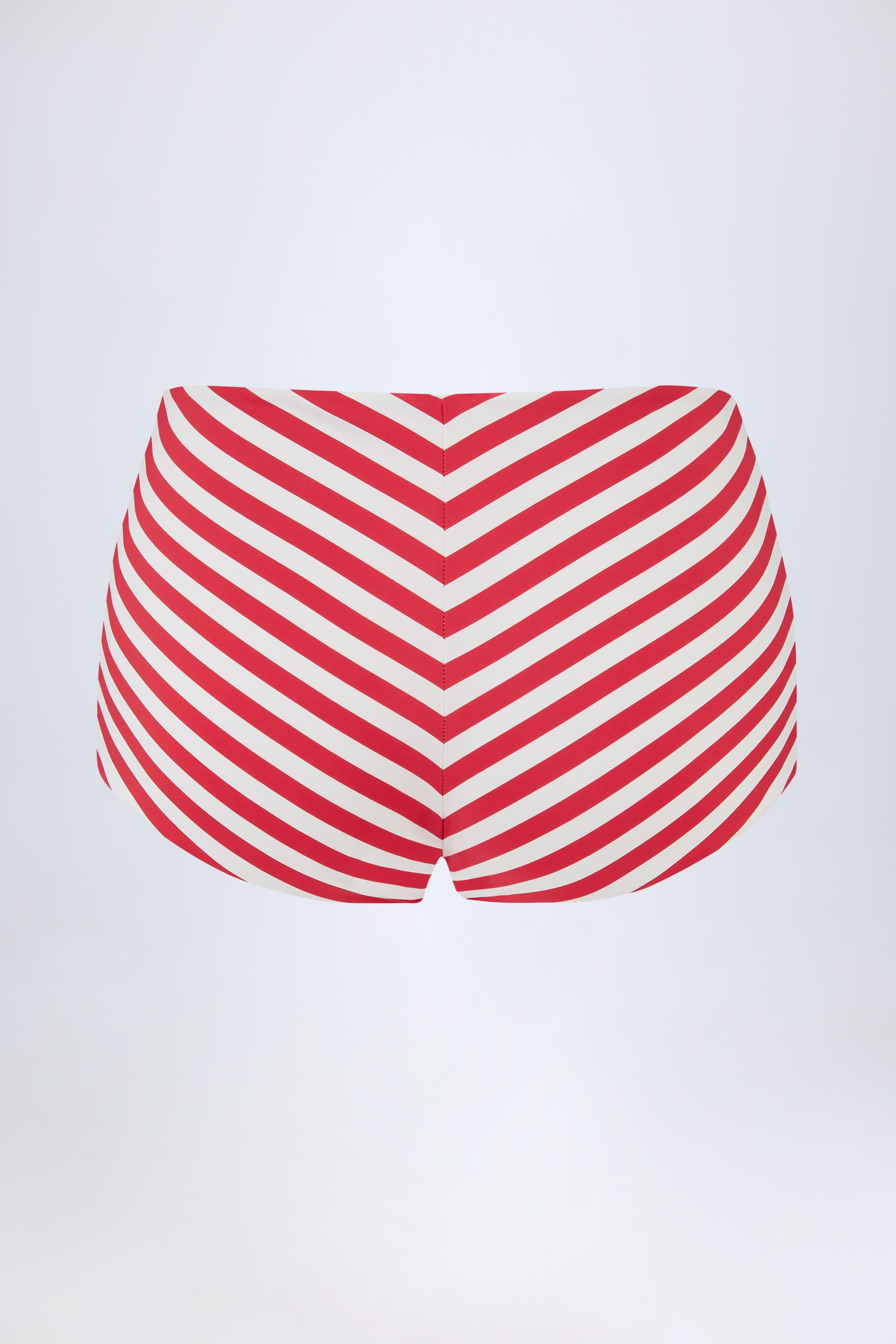 Mid-Rise Hotpants in Cherry Red Stripe