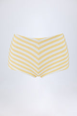 Mid-Rise Hotpants in Lemon Yellow Stripe