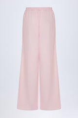 Wide-Leg Cotton-Poplin Trousers in Pink & White Stripe