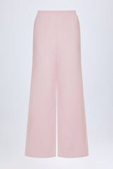 Wide-Leg Cotton-Poplin Trousers in Pink & White Stripe
