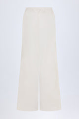 Wide-Leg Cotton-Poplin Trousers in White