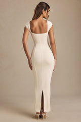 Modal Sweetheart-Neck Cap-Sleeve Midaxi Dress in Ivory