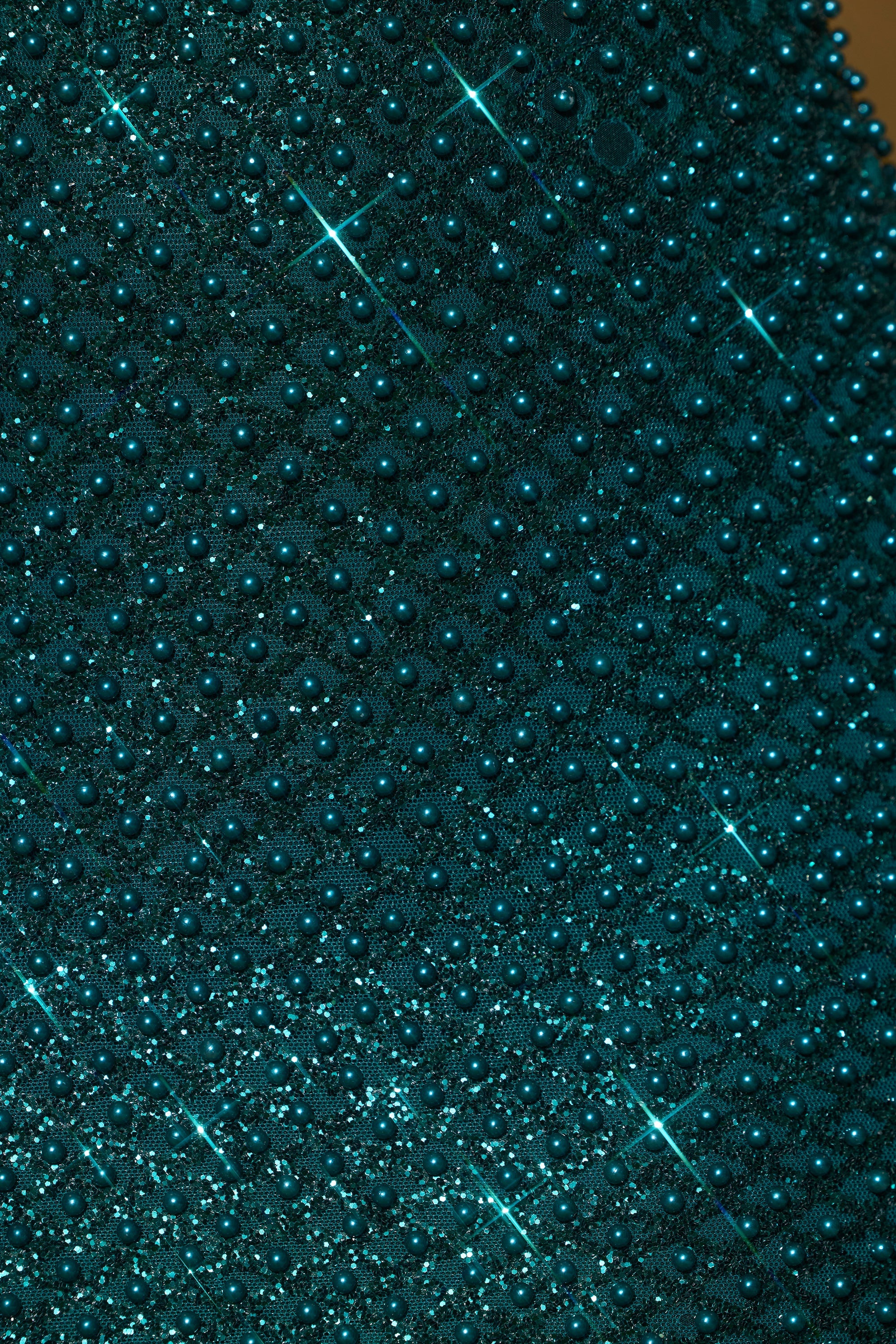 Embellished Sweetheart-Neck Midi Dress in Teal Green