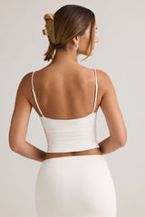 Modal V-Neck Ruched Camisole Top in White