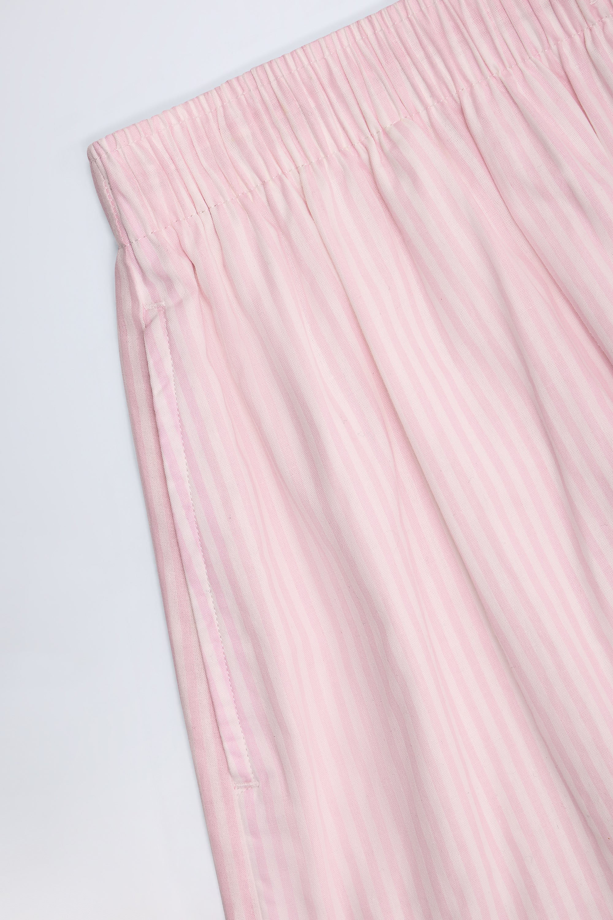 Tie-Front Cotton-Poplin Shorts in Pink & White Stripe