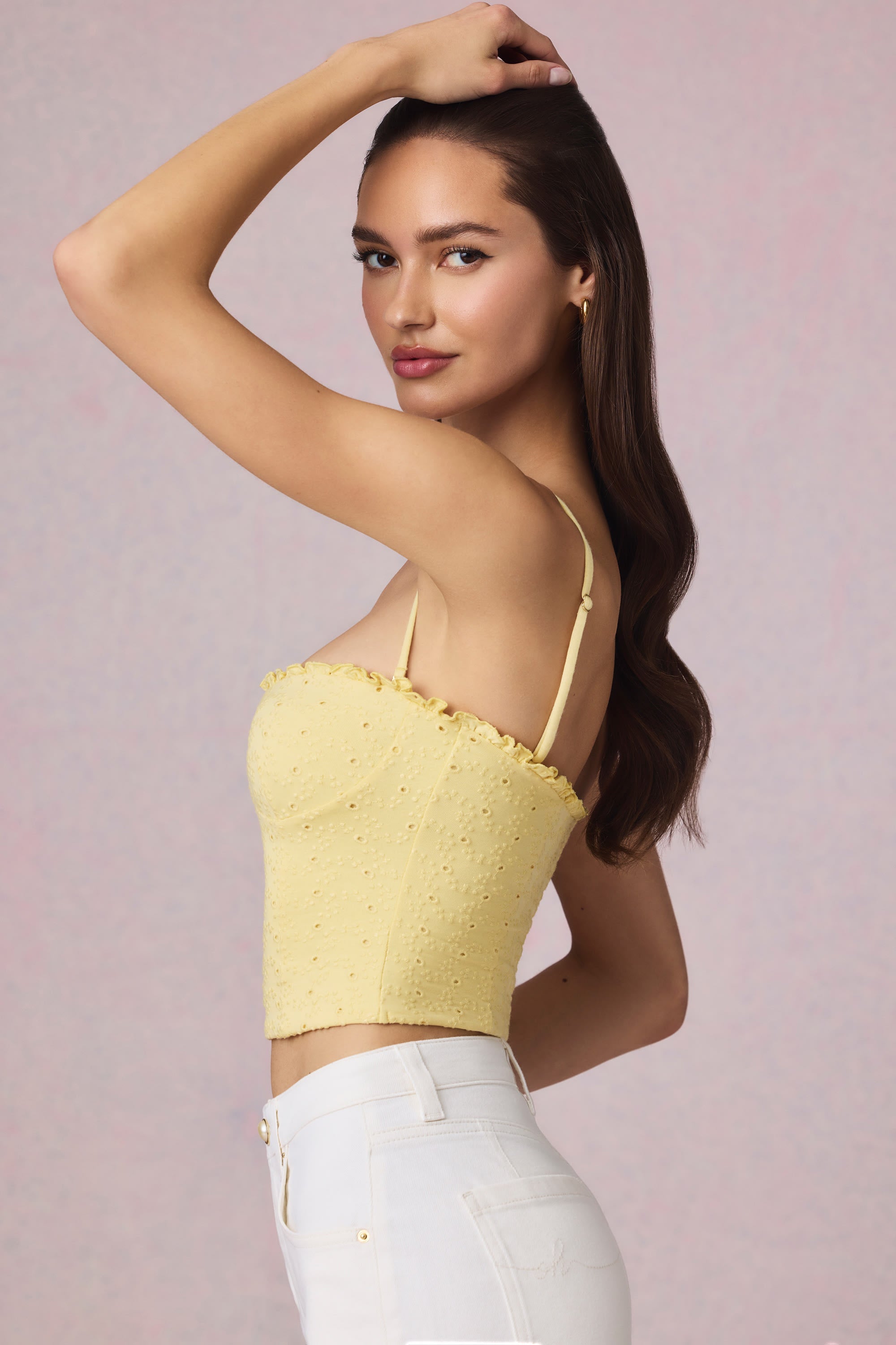 Broderie Anglaise Camisole Top in Lemon Yellow