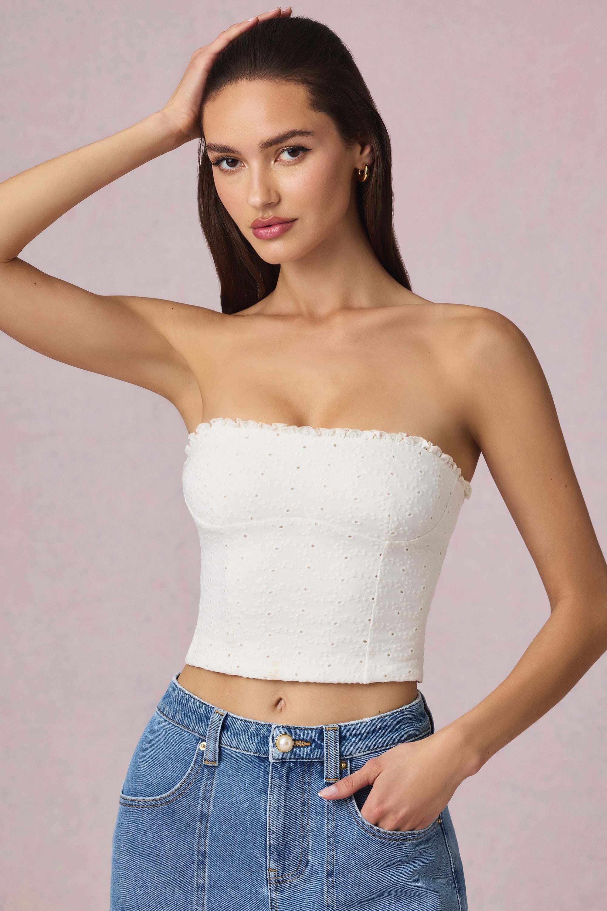 Broderie Anglaise Camisole Top in White