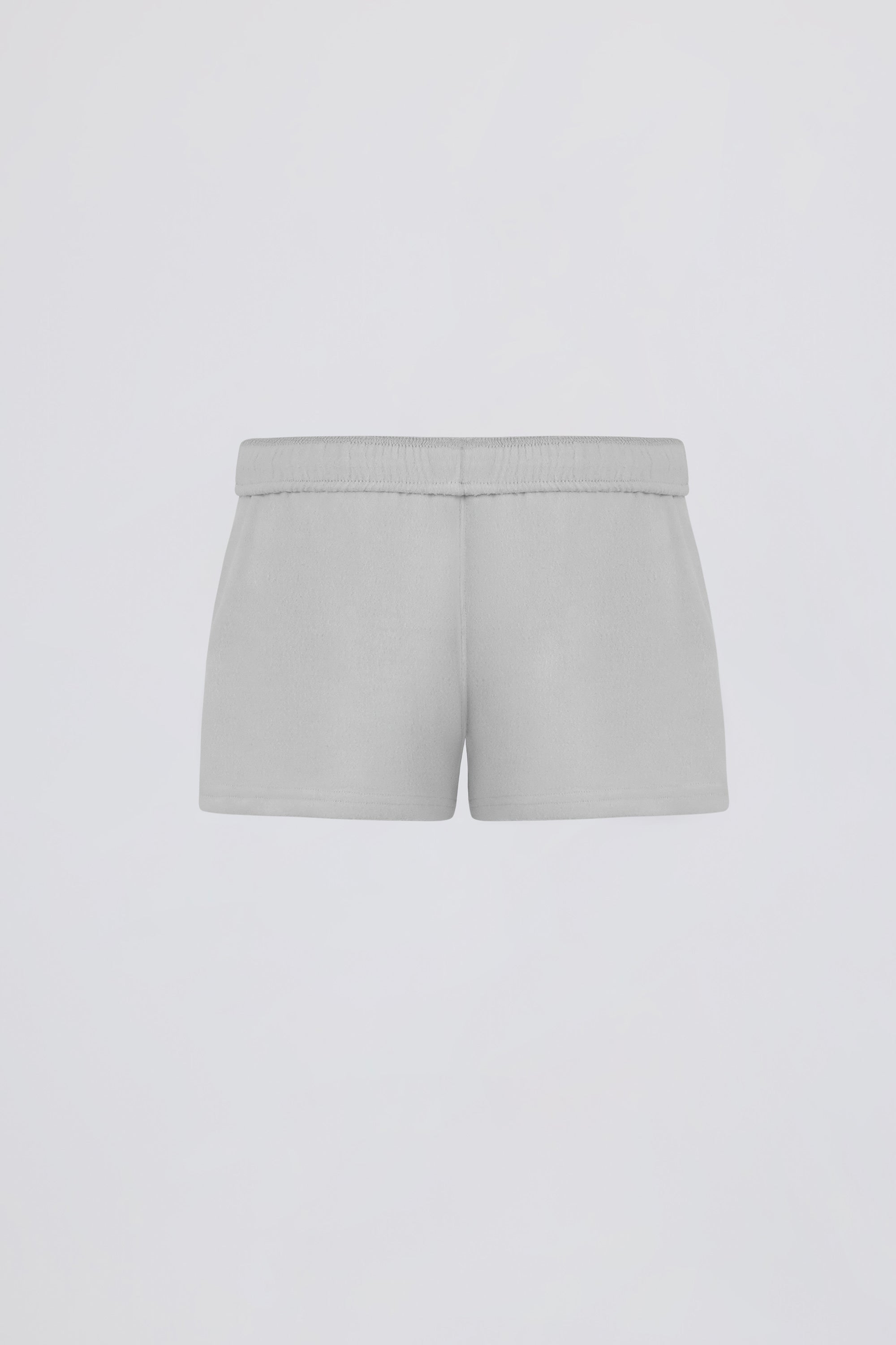 Brushed Jersey Elasticated Mini Shorts in Fog Grey