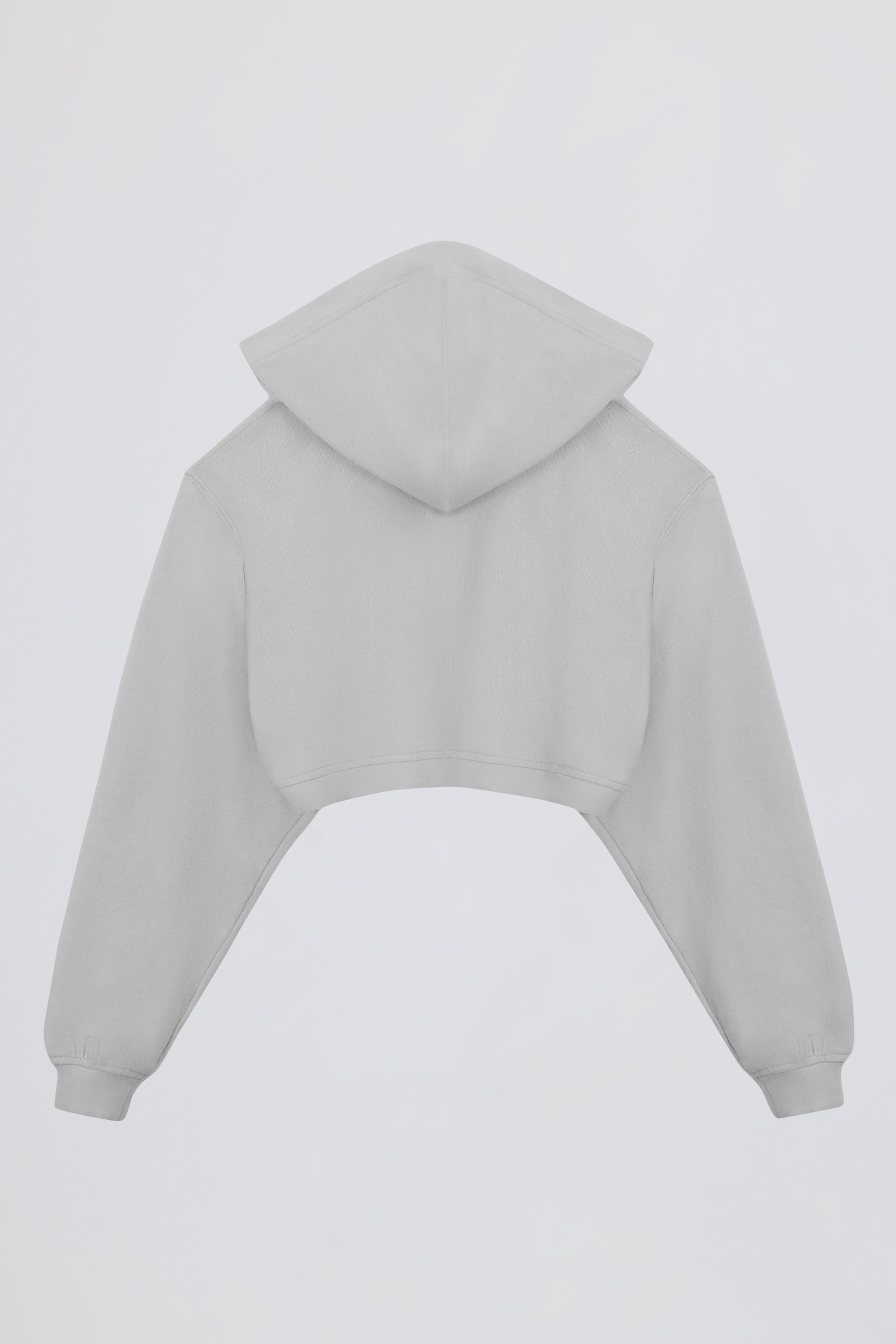 Brushed Jersey Hooded Cropped Shrug in Fog Grey