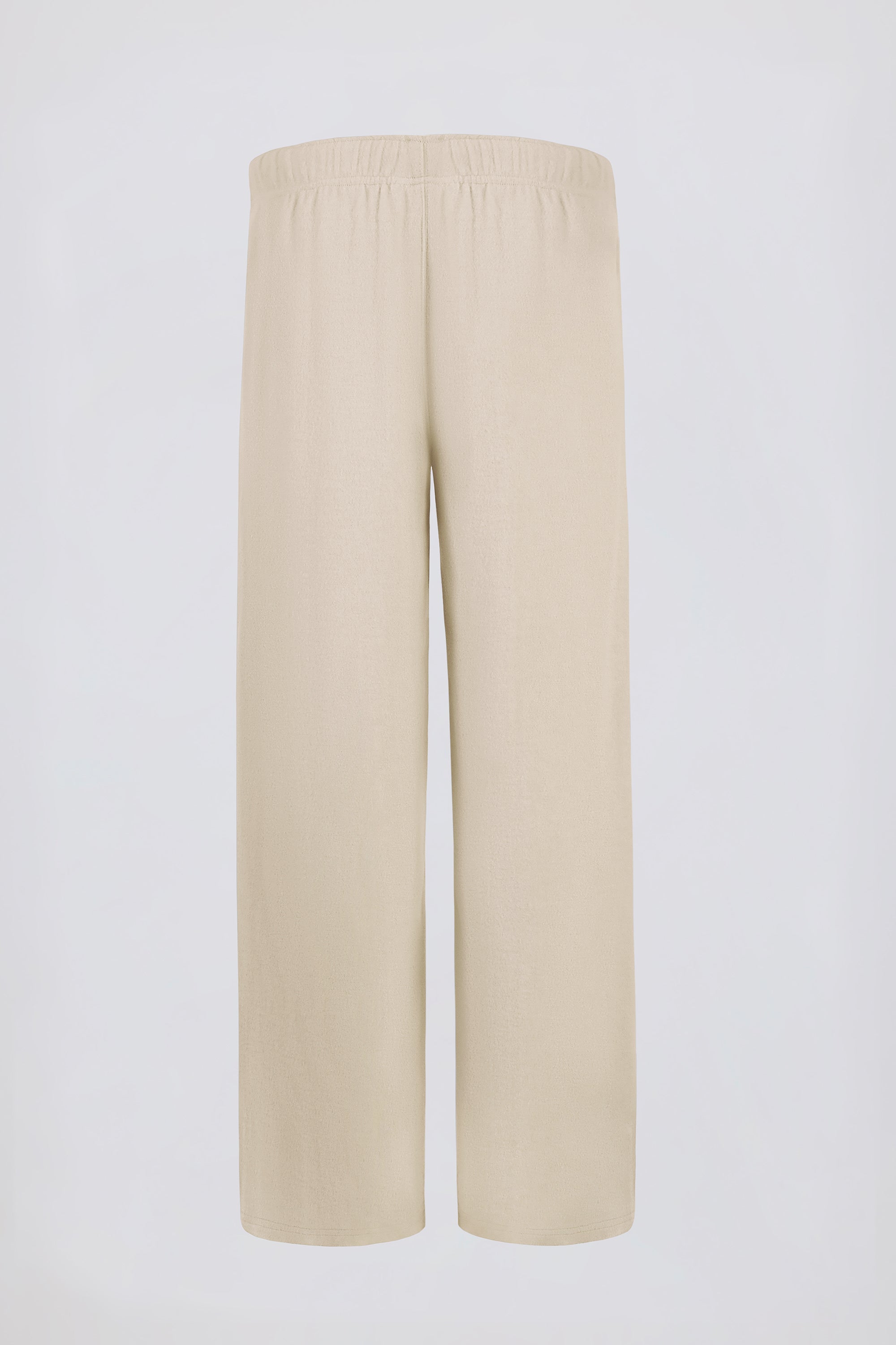 Brushed Jersey Wide-Leg Joggers in Ecru