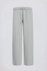 Brushed Jersey Wide-Leg Joggers in Fog Grey