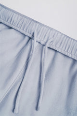 Brushed Jersey Wide-Leg Joggers in Soft Blue