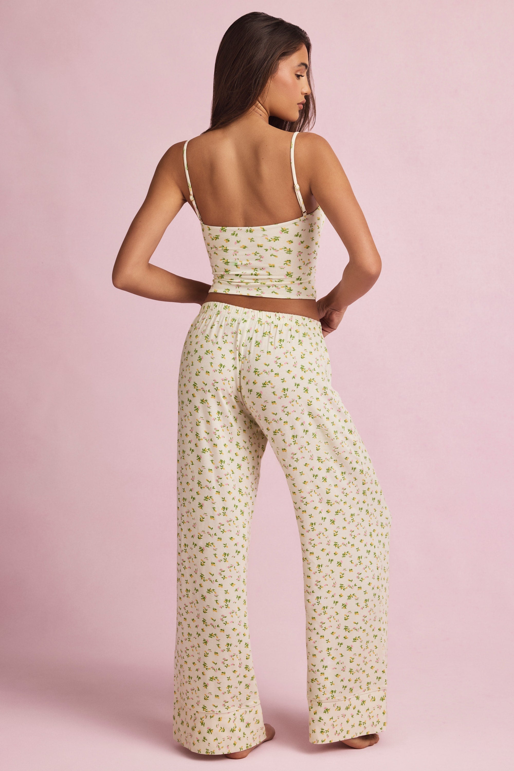 Modal Mid-Rise Pyjama Trousers in Lemon Print