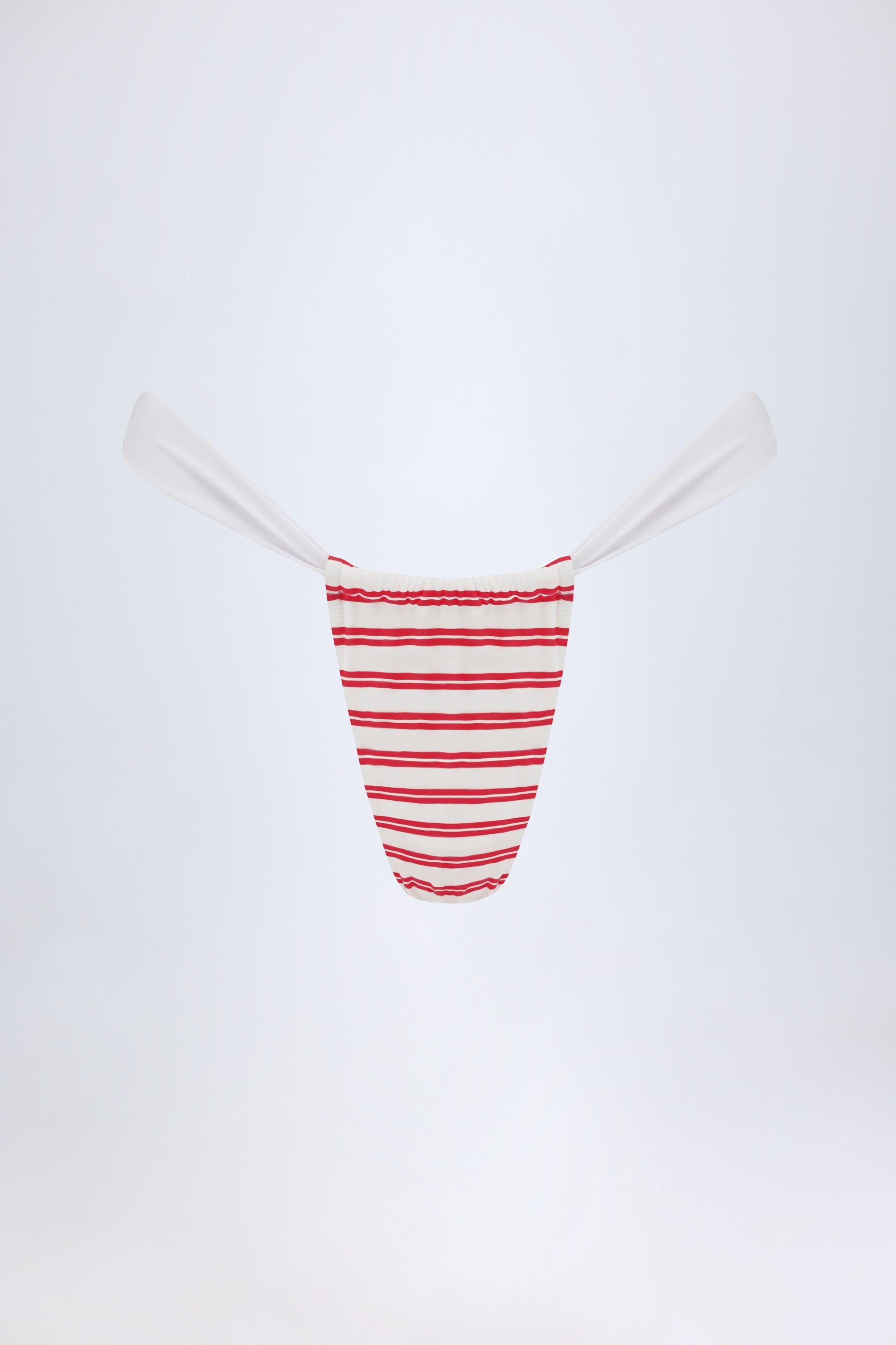 Ruched Cheeky Bikini Bottoms in Cherry Red Double Stripe
