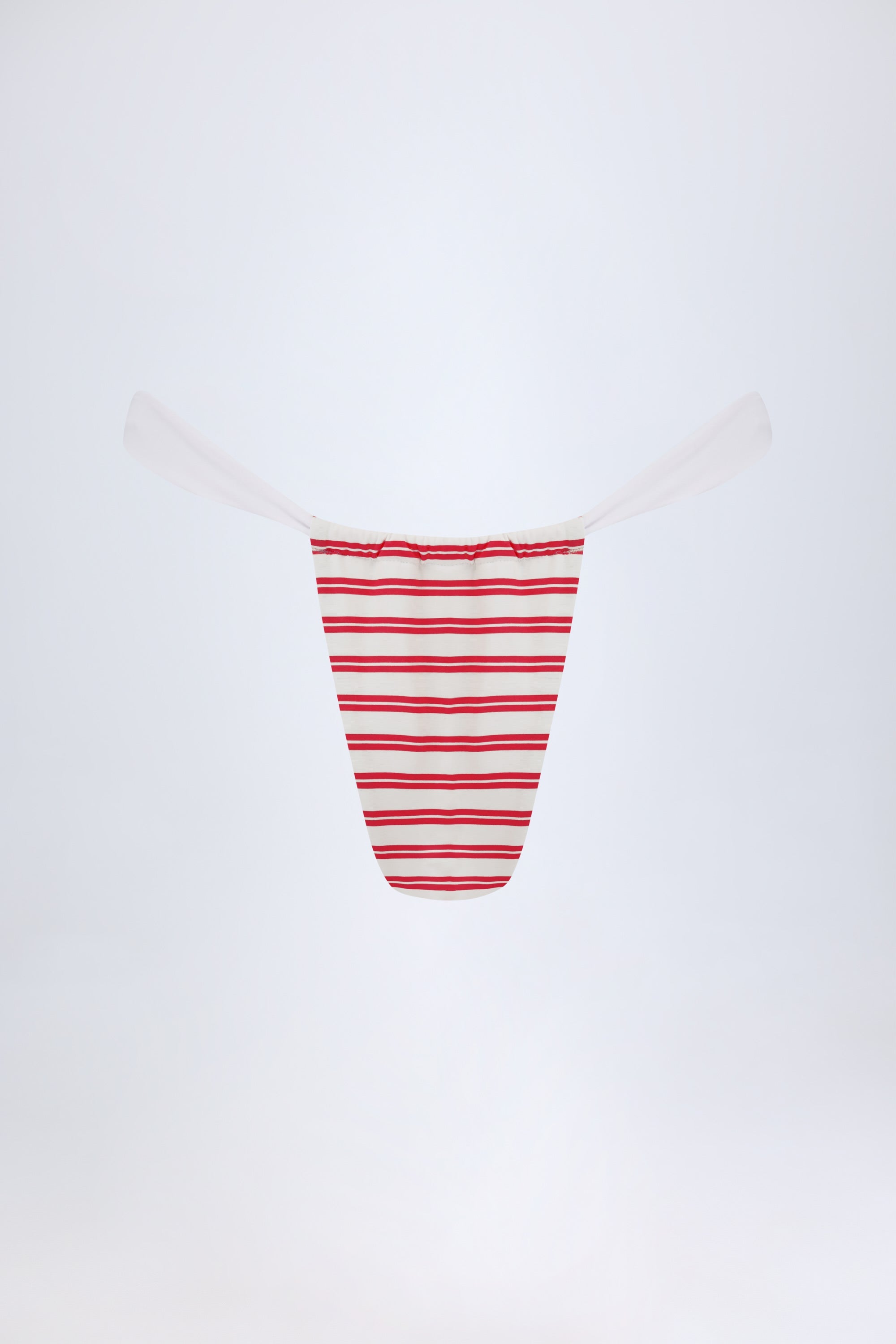 Ruched Cheeky Bikini Bottoms in Cherry Red Double Stripe