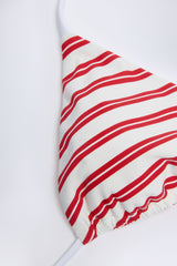 Triangle Bikini Top in Cherry Red Double Stripe