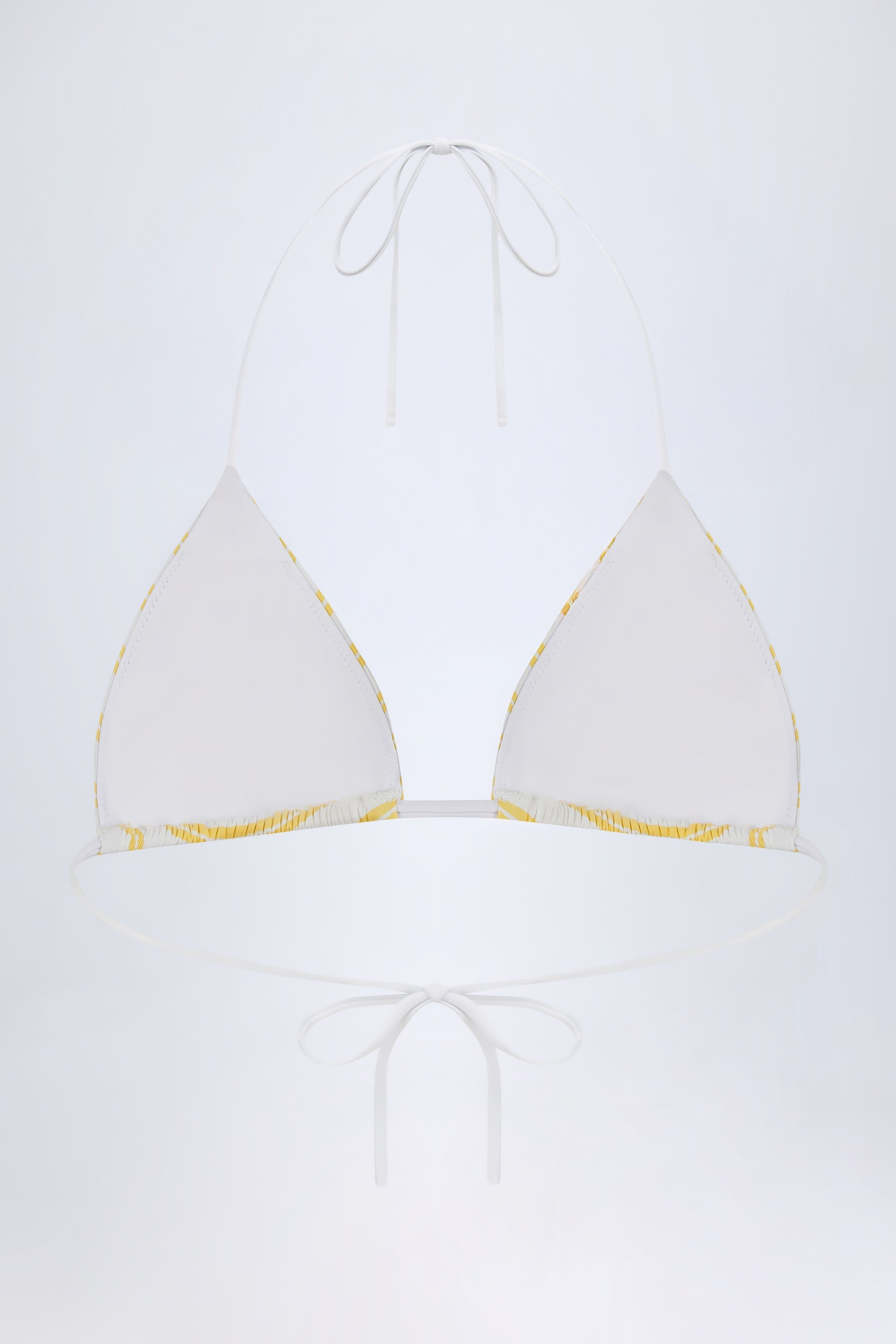 Triangle Bikini Top in Lemon Yellow Double Stripe